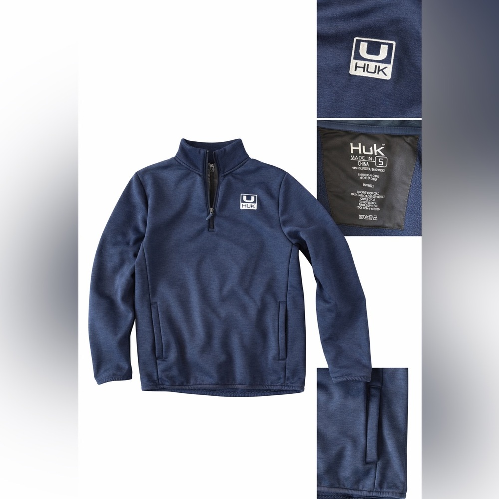 Huk Men’s Small Quarter Zip Pullover Like New Performance Fleece Navy